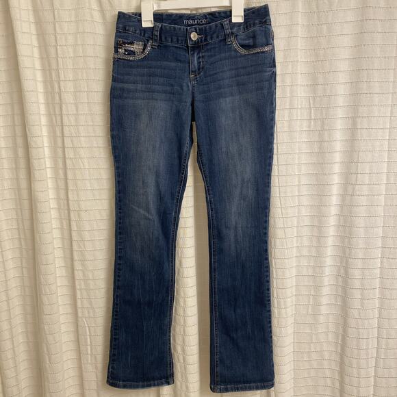 Maurices Blue Jean Embellished Embroidered Women's Size 5/6 Skinny Y2K - Picture 2 of 6